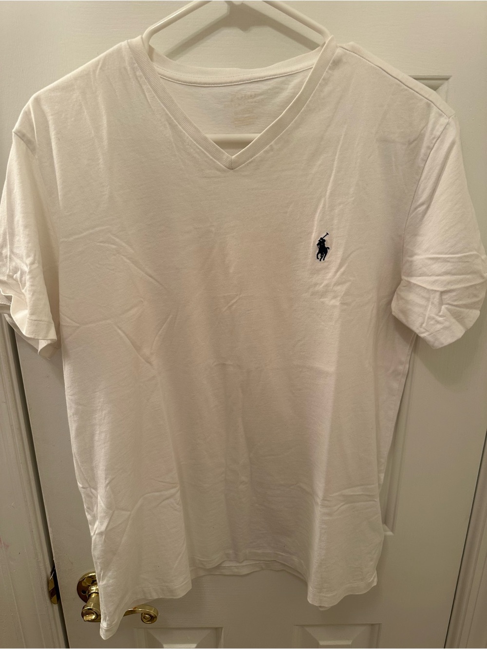 Polo by Ralph Lauren Men’s White V-Neck Tee with Navy Pony